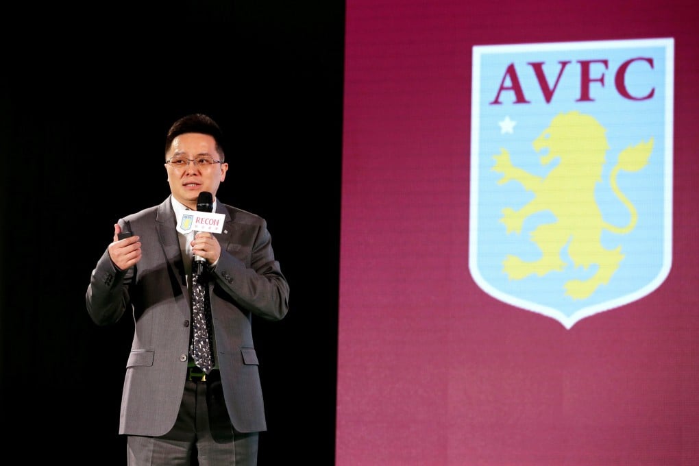 Recon Group CEO Tony Xia attends a news conference after taking control of English football club Aston Villa in 2016. Photo: Reuters