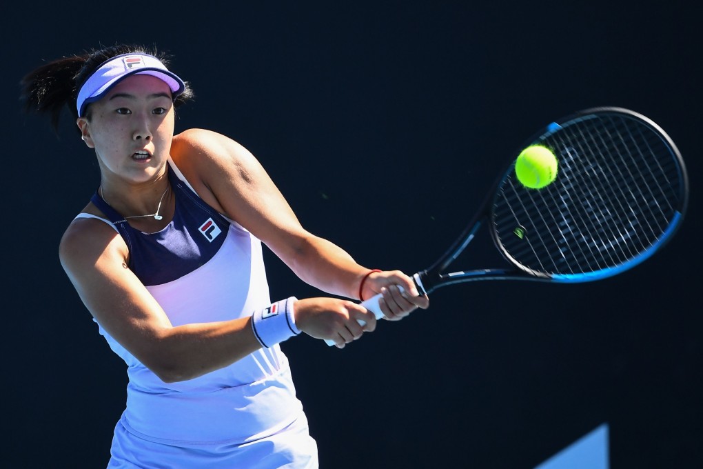 Ann Li, of the US, hits a return against China’s Zhang Shuai on day two of the Australian Open in Melbourne. Photo: AFP
