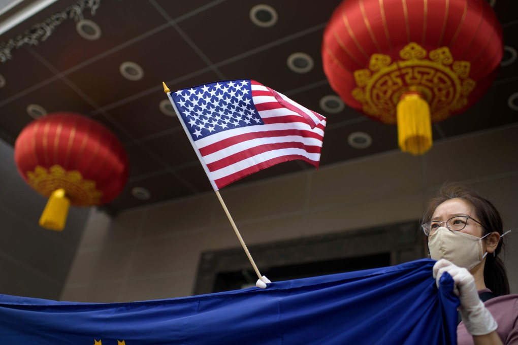 A US flag outside the Chinese consulate in Houston, after the US State Department ordered it to close. Photo: AFP