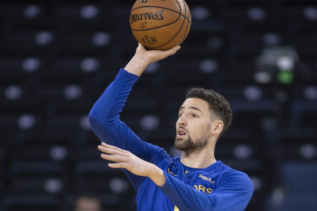 Golden State Warriors’ Klay Thompson shoots during practice for the 2019 NBA Finals. Photo: AP