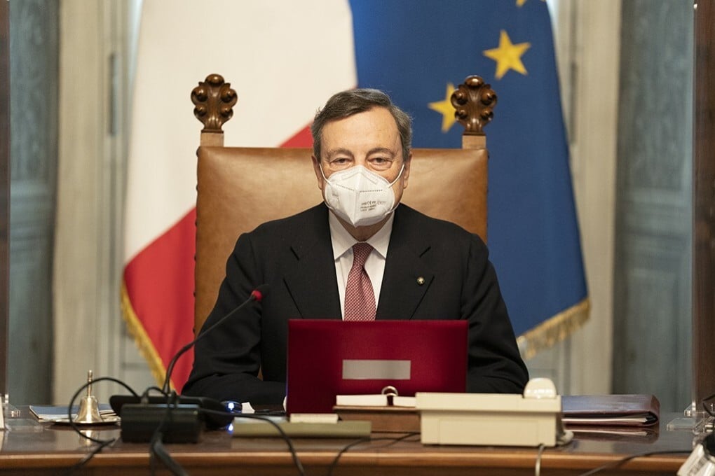 Italian Prime Minister Mario Draghi chairs the first meeting of the Council of Ministers at Palazzo Chigi. Photo: Filippo Attili/Italian Government / DPA