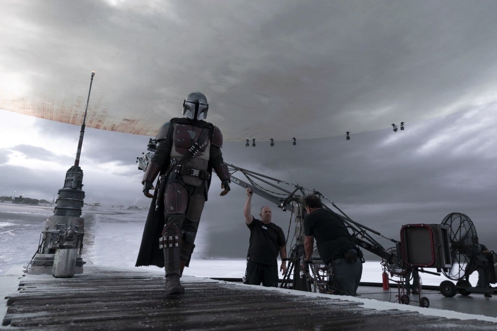 A virtual set during the shooting of The Mandalorian. Photo: Handout/Disney