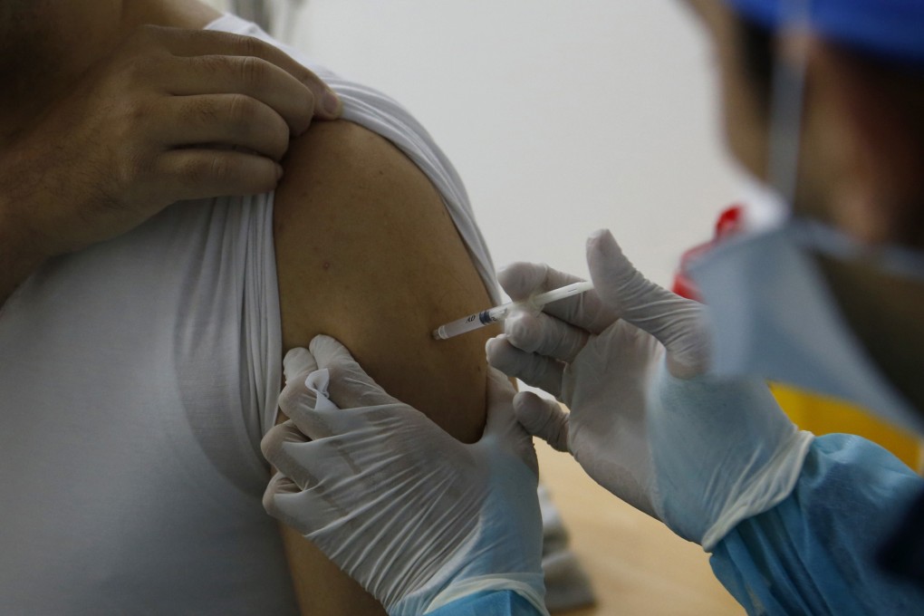 A nurse administers the AstraZeneca Covid-19 vaccine to a health worker in Casablanca, Morocco in January. Photo: AP