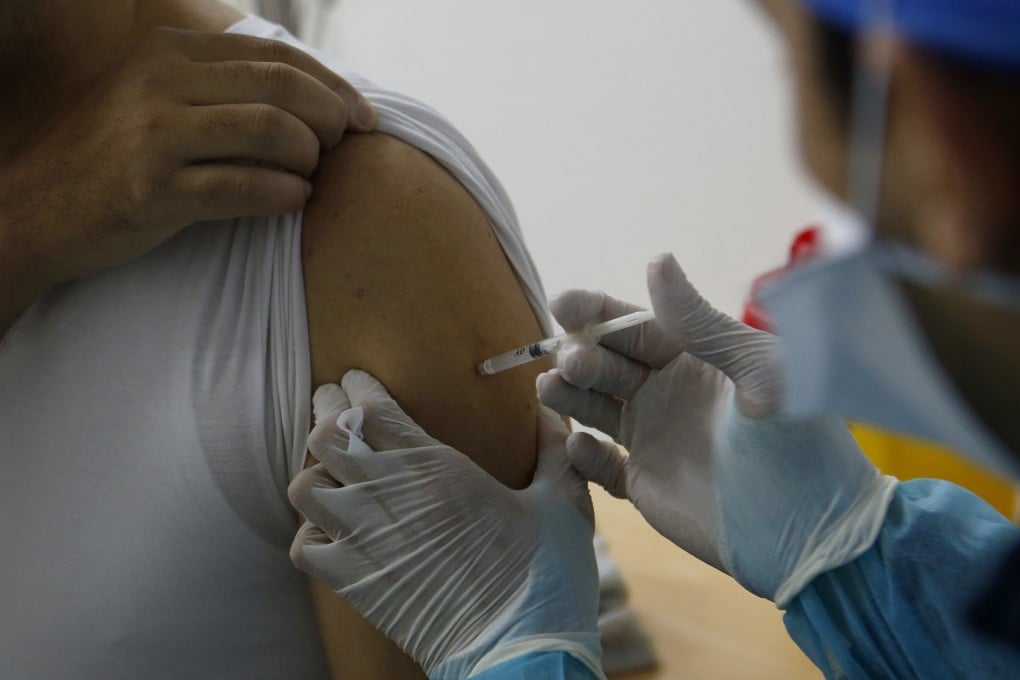 A nurse administers the AstraZeneca Covid-19 vaccine to a health worker in Casablanca, Morocco in January. Photo: AP