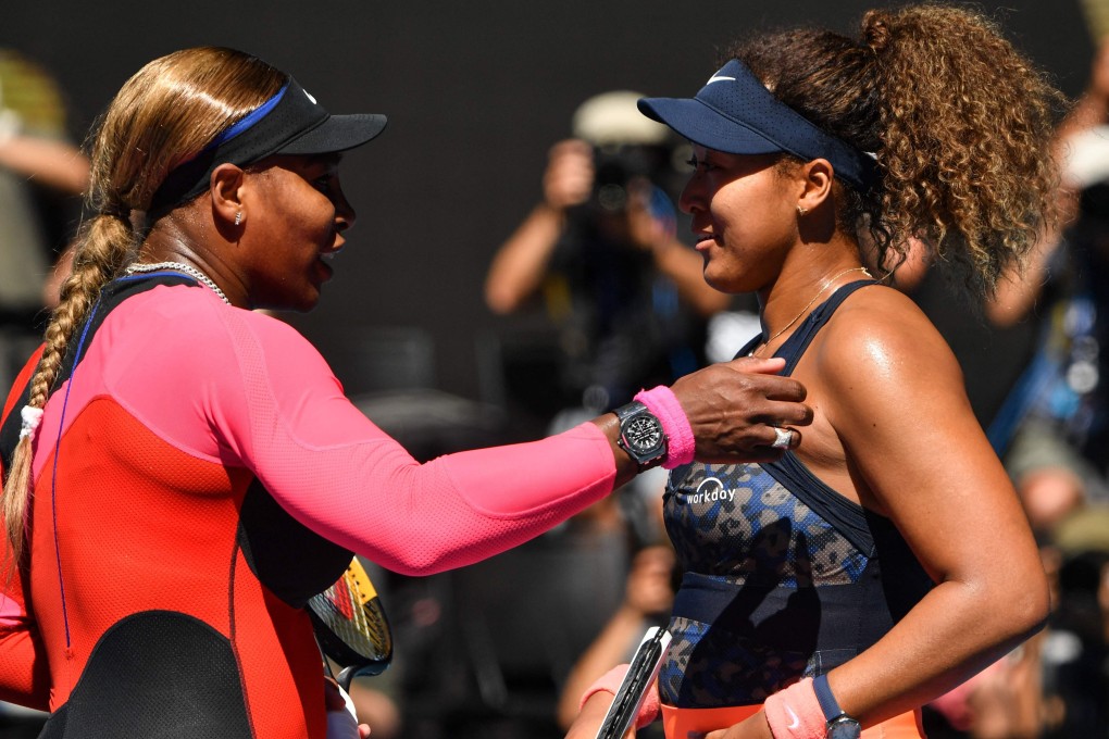 Serena Williams congratulates Naomi Osaka after their semi-final at the Australian Open in Melbourne. Photo: AFP