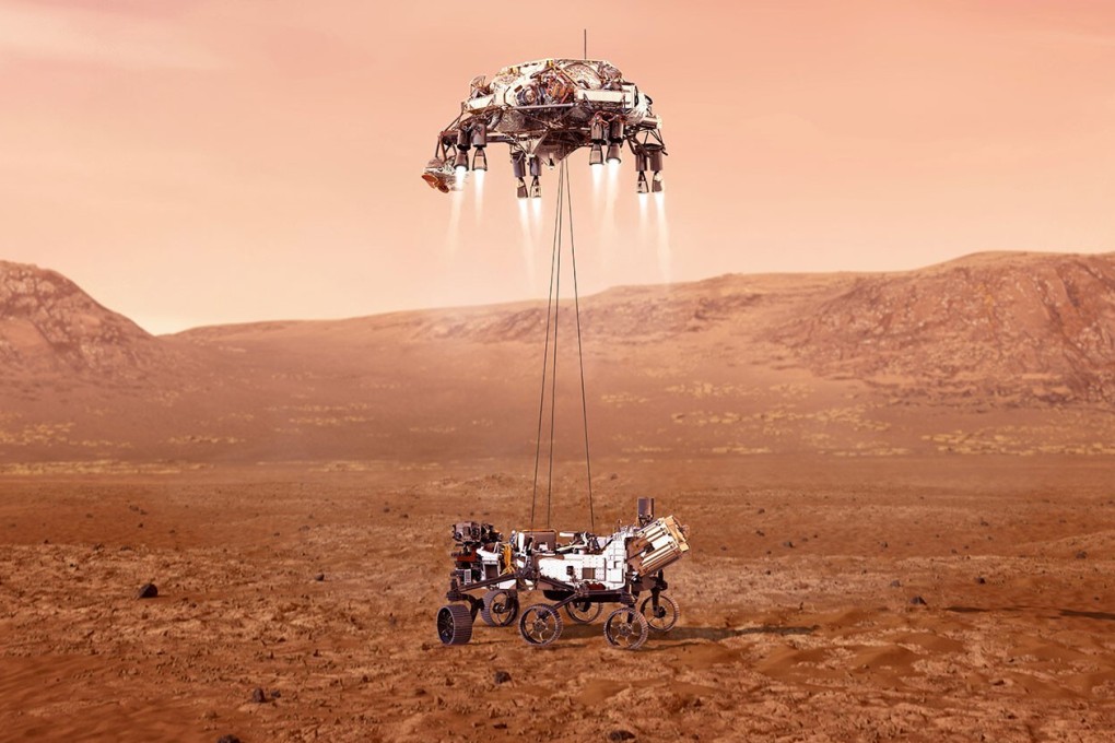 An artist impression of Nasa’s Perseverance rover landing safely on Mars. Photo: DPA