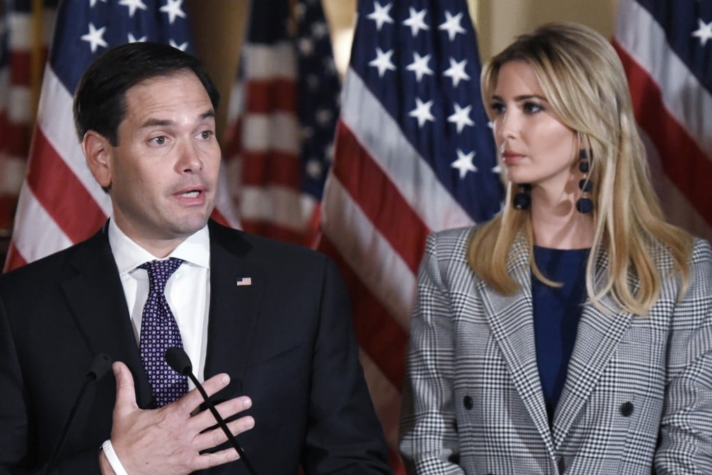 US Senator Marco Rubio and Ivanka Trump speak at an event in Washington in October 2017. Photo: Abaca Press/TNS