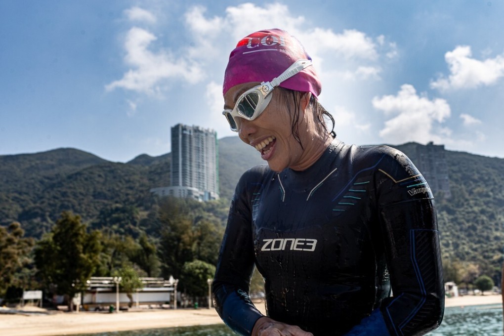 Mandy Tik Tolman en route to winning the inaugural ColdXtreme triathlon. Photos: Maxime Vanhollebeke