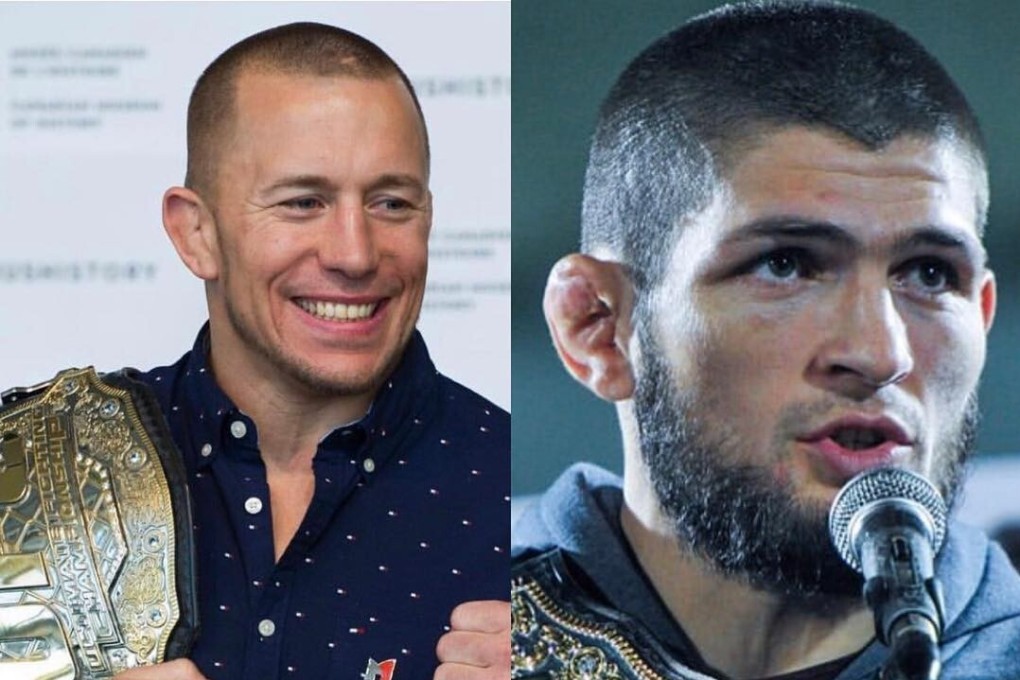 A photo combination of Georges St-Pierre (left) and Khabib Nurmagomedov. Photo: Instagram/@khabib_nurmagomedov