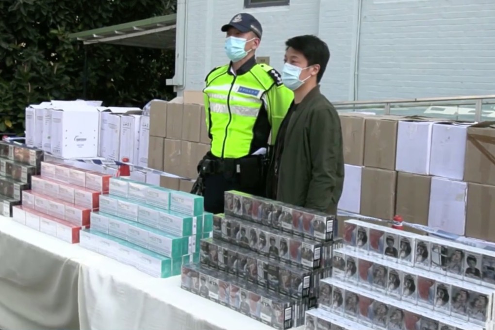 Police display illegal cigarettes seized from the overloaded truck intercepted early on Wednesday. Photo: Facebook