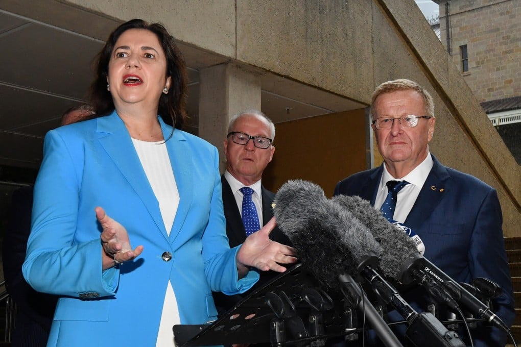 Queensland Premier Annastacia Palaszczuk and Australian Olympic Committee president John Coates at a news conference on Brisbane’s bid to host the 2032 Olympics. Photo: Reuters