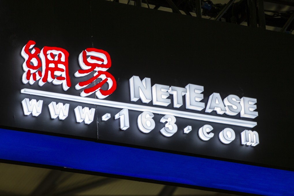The NetEase logo is seen above the company's booth at the ChinaJoy conference at Shanghai New International Expo Center on August 1, 2019. Photo: Visual China Group