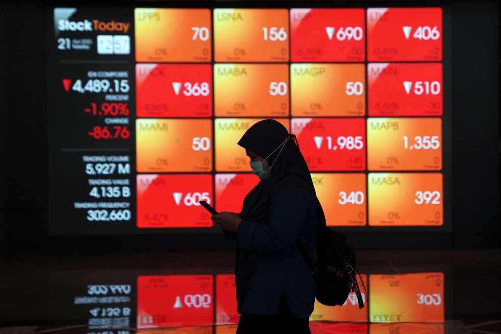 Hong Kong stocks slide in line with a global market rout on concerns central banks will unwind accommodative monetary policies amid inflation risks. Photo: Bloomberg