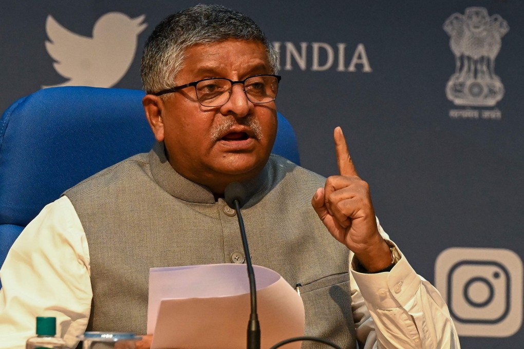 India's Minister of Law and Justice Ravi Shankar Prasad addresses a press conference on social media platforms and new regulations. Photo: AFP