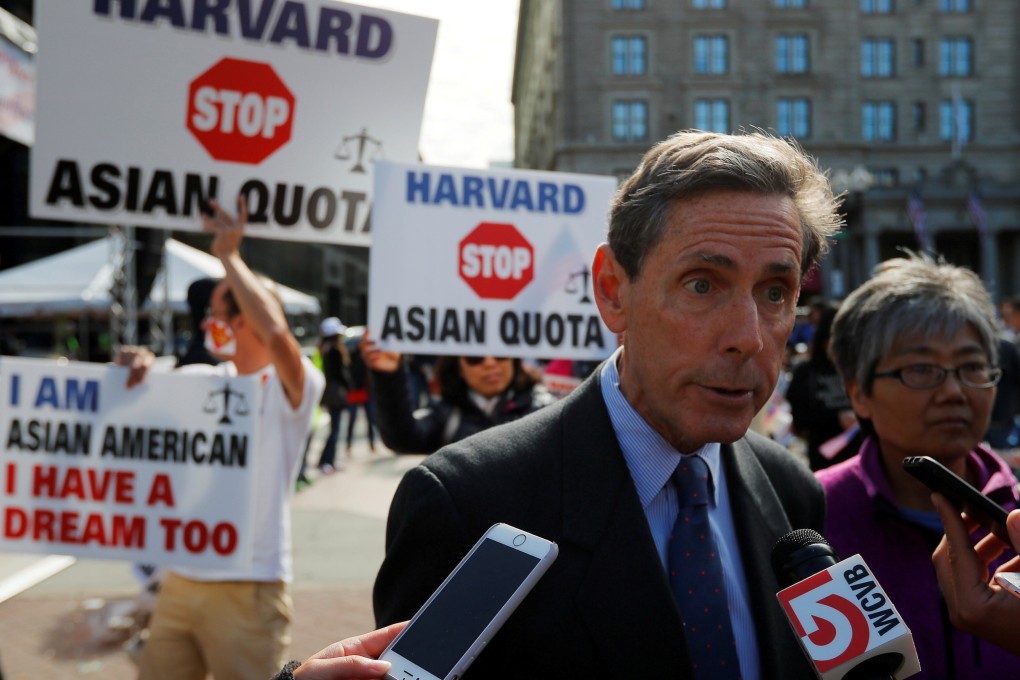 Anti-affirmative action activist Edward Blum, founder of Students for Fair Admissions, speaks to reporters in Boston in October 2018. Photo: Reuters