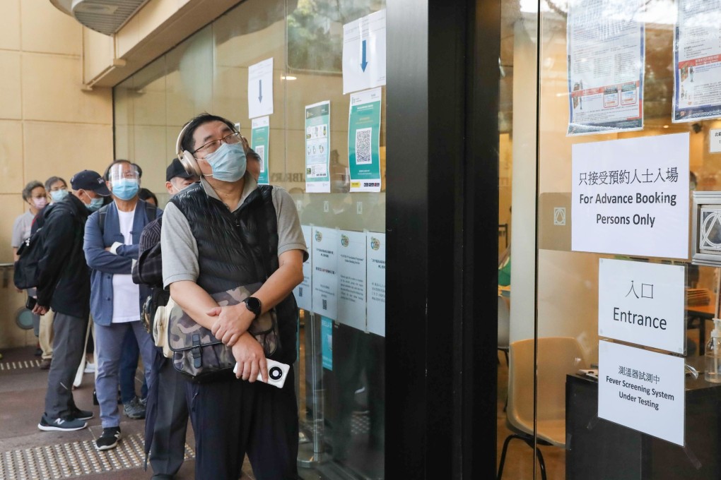 Residents queue up to receive the Sinovac jab at the community vaccination centre in Hong Kong’s Central Library in Causeway Bay on Friday. Photo: K. Y. Cheng