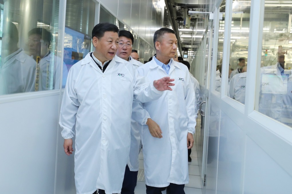 Chinese President Xi Jinping seen on a visit to Wuhan Xinxin Semiconductor Manufacturing in 2018. Photo: Xinhua