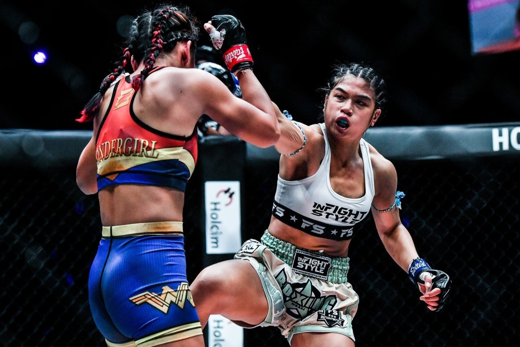 Jackie Buntan punches Wondergirl Fairtex at Fists of Fury. Photos: ONE Championship