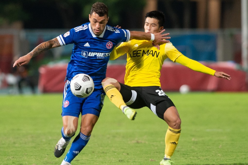 Everton Camargo of Eastern challenged by Wong Ho-chun of Lee Man in the Hong Kong Premier League. The teams will meet in the Sapling Cup final if Lee Man’s walkover win over Happy Valley remains in place. Photo: Hong Kong Football Association