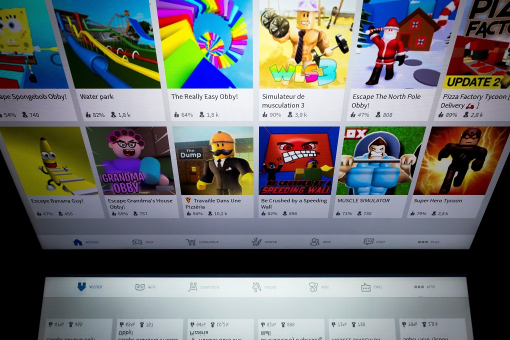 This picture taken on February 1, 2019 shows the online gaming service Roblox displayed on a tablet screen in Paris. Photo: AFP