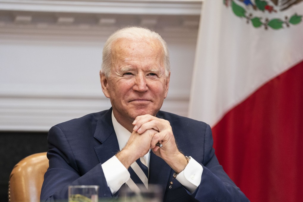US President Joe Biden listens during a virtual meeting with Andres Manuel Lopez Obrador, Mexico's president, on March 1. Photo: Bloomberg
