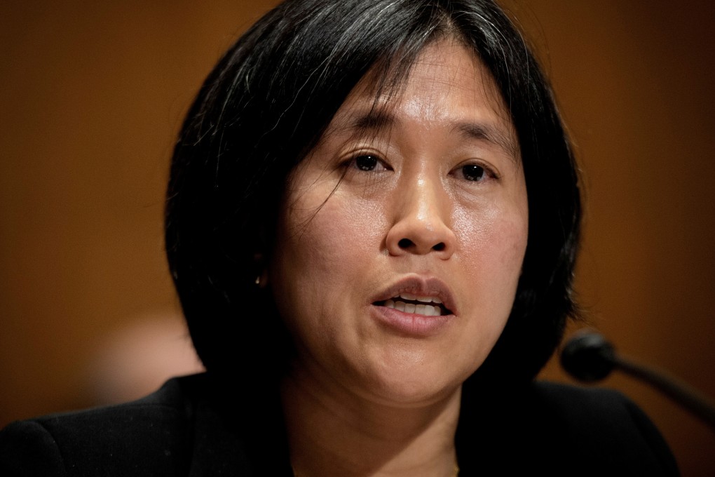 USTR nominee Katherine Tai addresses the Senate Finance Committee in Washington in February. Photo: Reuters