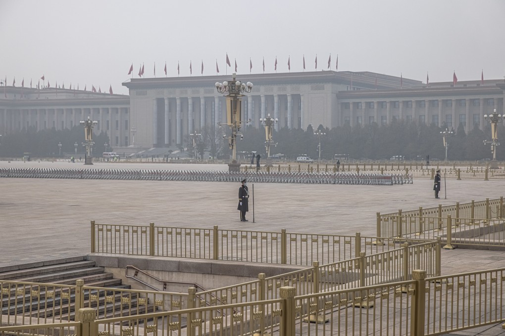 Chinese paramilitary police officers stand guard at Tiananmen Square prior to the opening session of the Chinese People's Political Consultative Conference (CPPCC) at the Great Hall of the People in Beijing on March 4. Many of the country’s tech industry leaders are also delegates at the annual “two sessions”. Photo: EPA-EFE