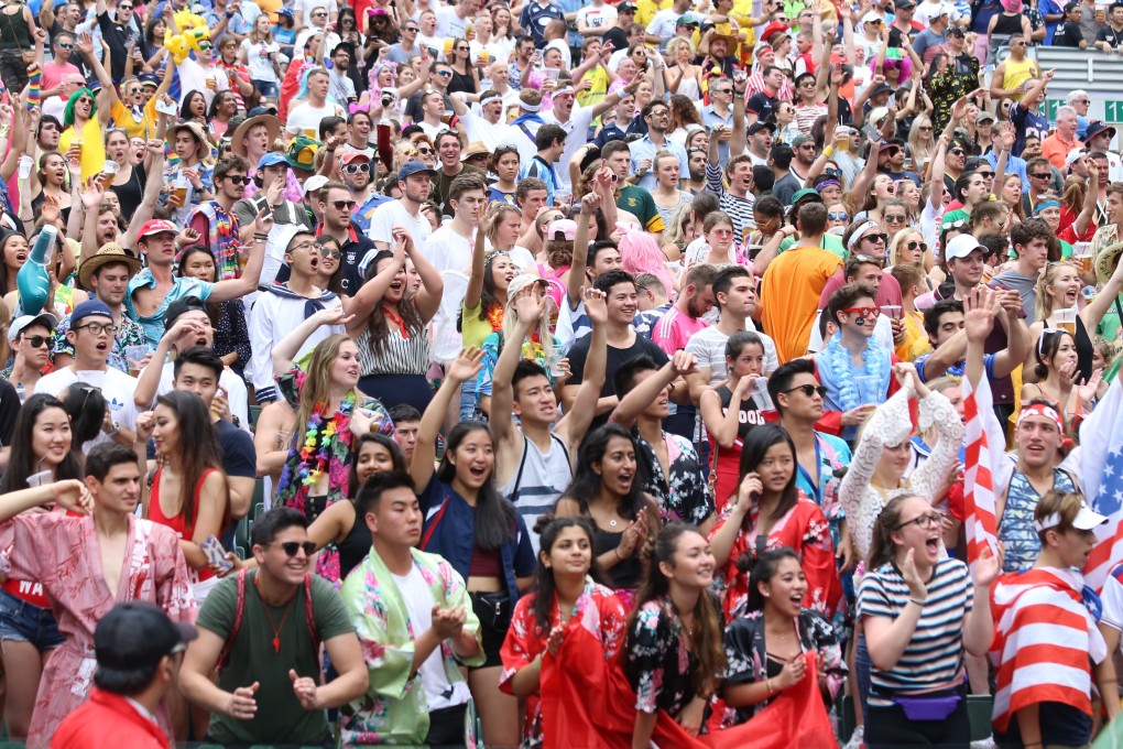 Fans on day three at the Cathay Pacific/HSBC Hong Kong Sevens at the Hong Kong Stadium in 2017. Photo: Dickson Lee