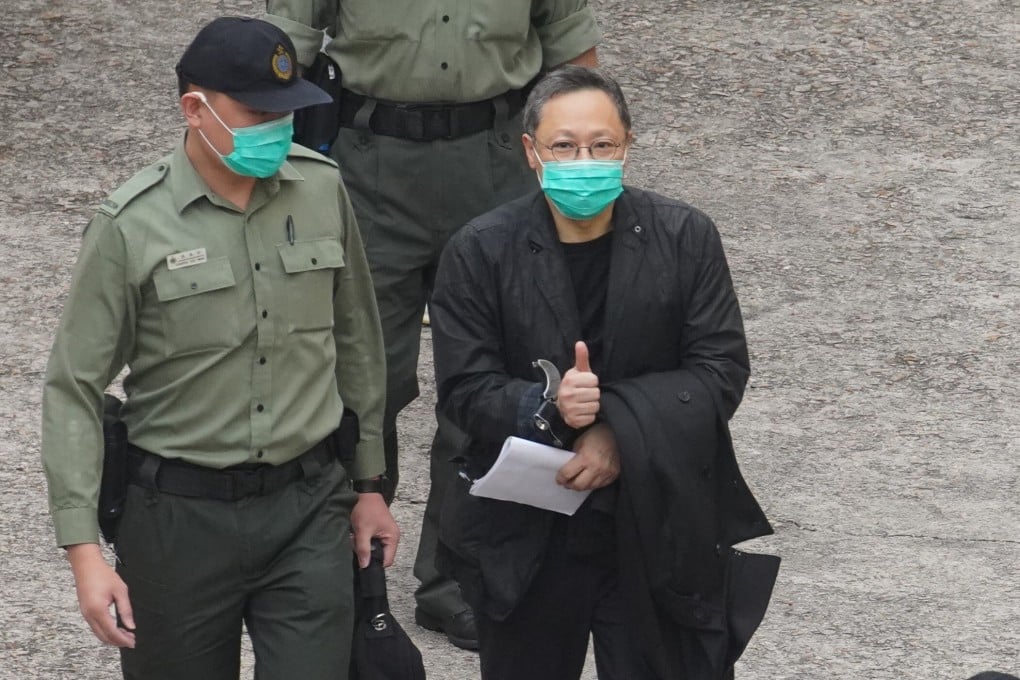 Legal scholar Benny Tai gives a thumbs up as he leaves the Lai Chi Kok Reception Centre earlier this week. Photo: Winson Wong