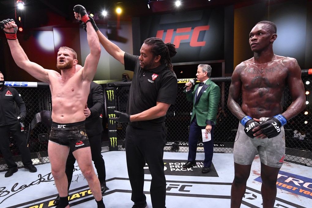 Jan Blachowicz celebrates after his victory over Israel Adesanya at UFC 259. Photo: Jeff Bottari/Zuffa LLC