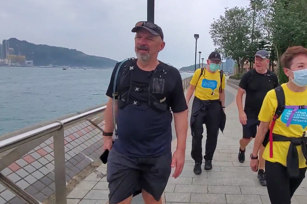 Tony Bruno walked 62 kilometres in just under 13 hours around Hong Kong Island to help raise money for suicide awareness. Photo: Handout