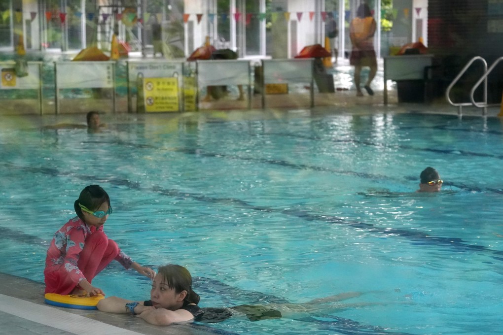 Swimmers at the Sun Yat Sen Memorial Park Swimming Pool in Sai Ying Pun after pools reopened briefly in September. Photo: Felix Wong