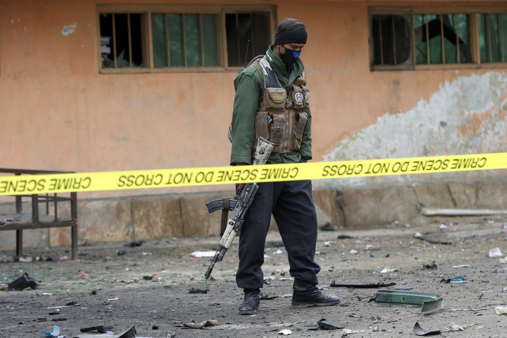 An Afghan policeman at the site of a bomb blast in Kabul, Afghanistan in February. File photo: Reuters