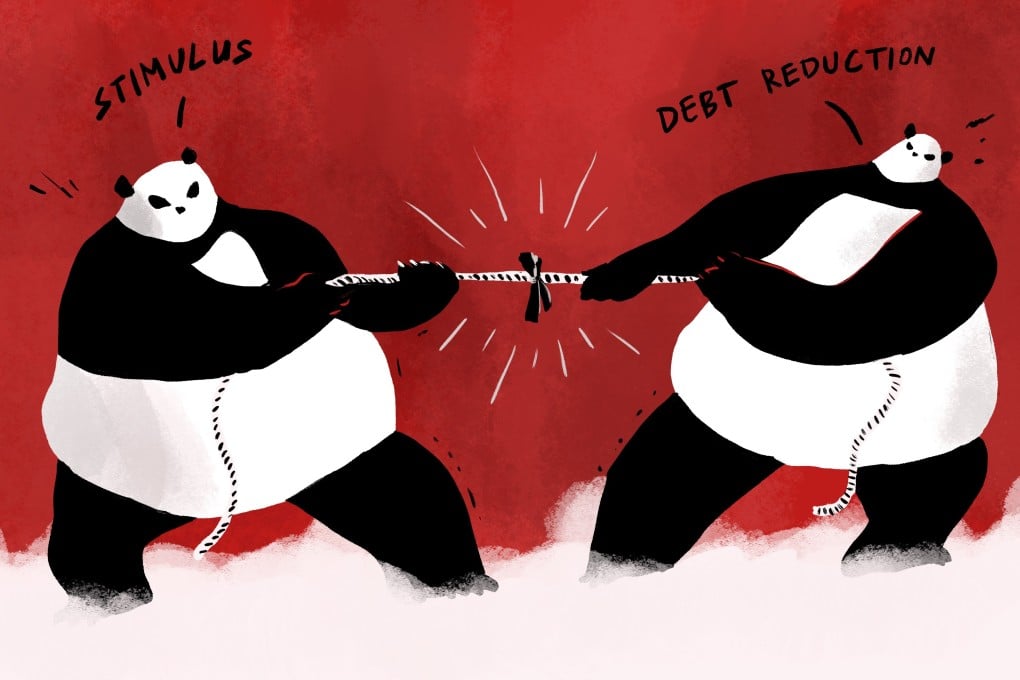 Beijing must decide whether further stimulus measures are worth the financial risk, as domestic debt mounts. Illustration: Brian Wang