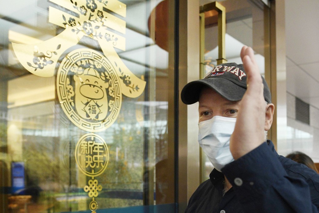 Peter Daszak, a member of the World Health Organization mission looking into the origins of the coronavirus pandemic, arrives in Wuhan in February. Photo: Kyodo