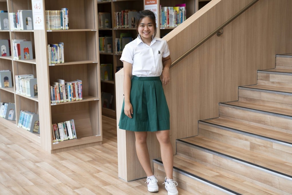 Yi ke Cao at her school in Singapore. Photo: Bloomberg