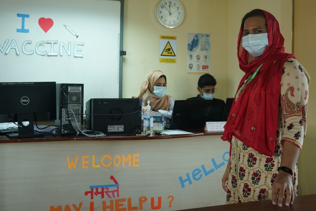 Aqsa Shaikh at the coronavirus vaccination centre she heads in New Delhi, India. She fears the vaccination process may deter transgender people, many of whom are fearful of being discriminated against. Photo: Adnan Bhat