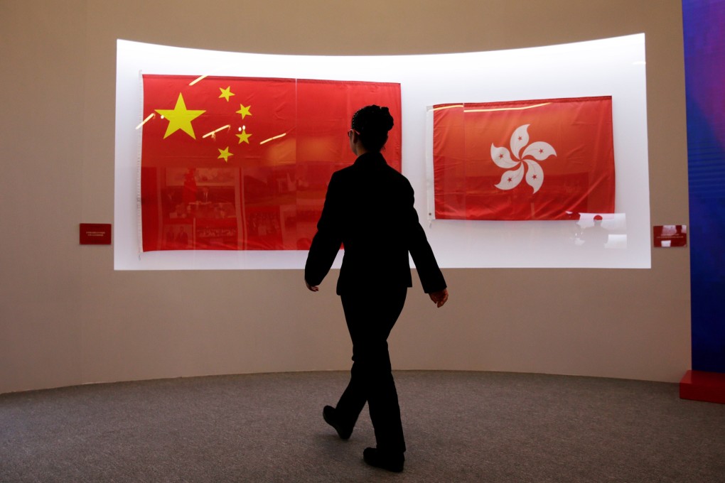 The flags of China and Hong Kong used during the 1997 Hong Kong handover ceremony are displayed at the National Museum of China in Beijing in June 2017. Photo: Reuters