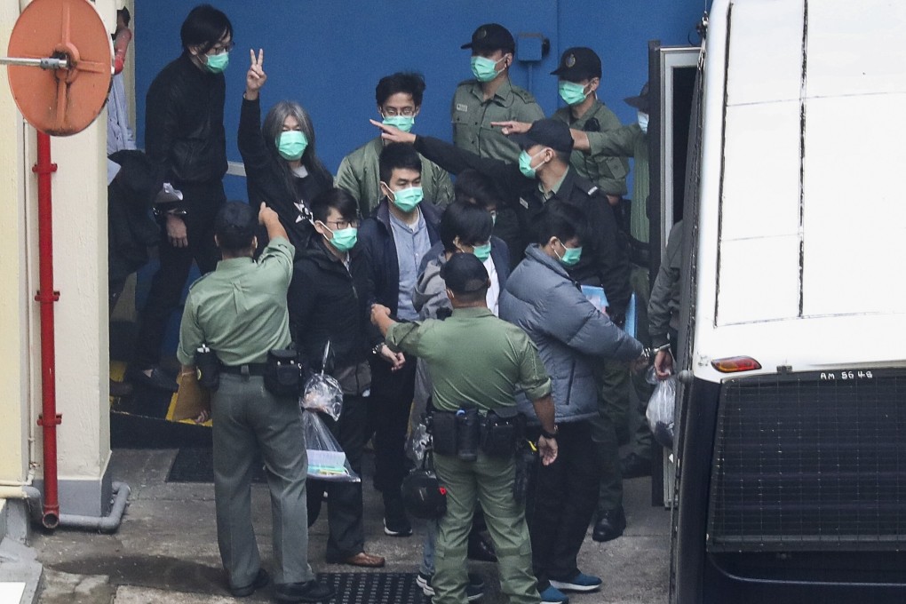 Defendants in Hong Kong’s largest national security law prosecution are taken to court last week. Photo: Dickson Lee