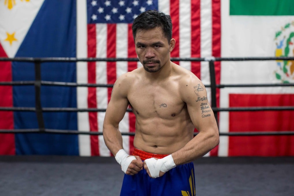 Filipino boxer Manny Pacquiao in a training session at Wild Card Boxing in Los Angeles in 2019. Photo: AFP