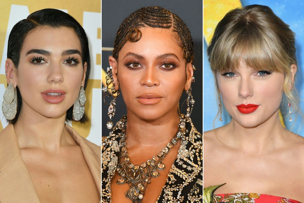 From Left, Dua Lipa, Beyoncé and Taylor Swift are the among the leading Grammy nominees this year. Photo: AFP