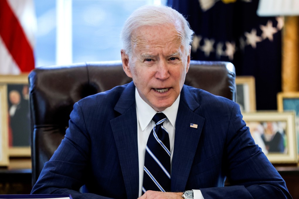US President Joe Biden speaks prior to signing the "American Rescue Plan”, a package of economic relief measures to respond to the impact of the coronavirus pandemic. Photo: Reuters