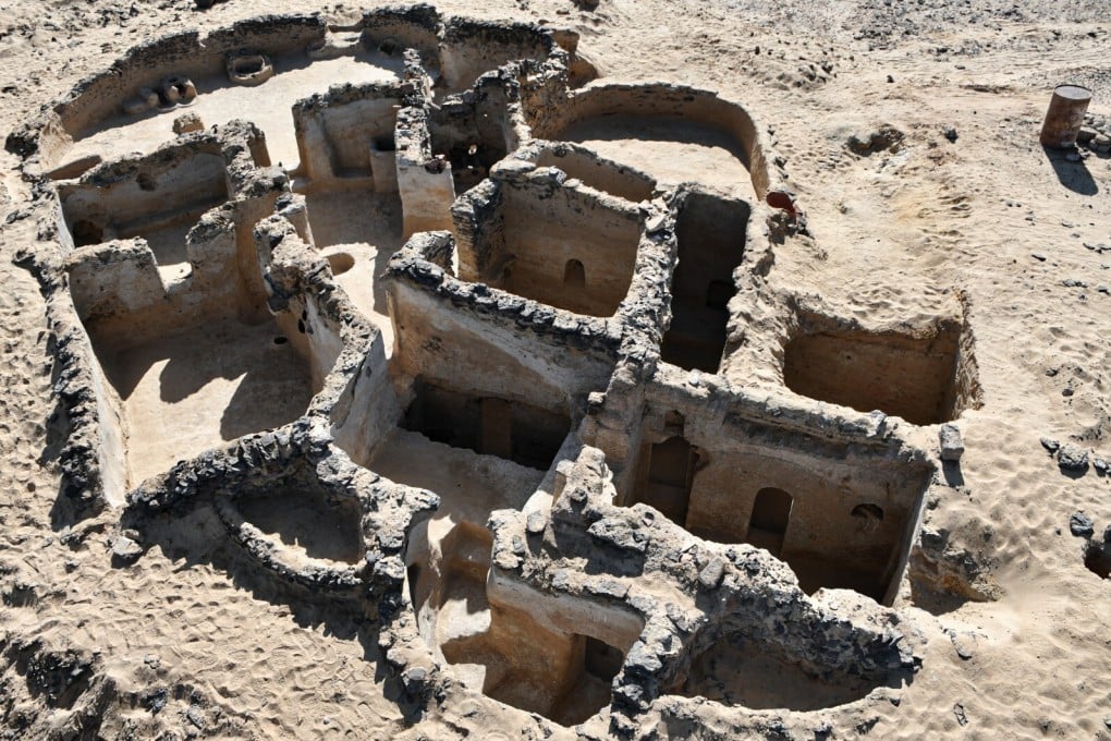 The ruins of a monastic site that has been discovered in Tel Ganub Qasr Al-'Aguz, Egypt, located 370km southwest of Cairo in the Western Desert's Bahariya Oasis. Photo: Egyptian Ministry of Antiquities & Tourism / DPA