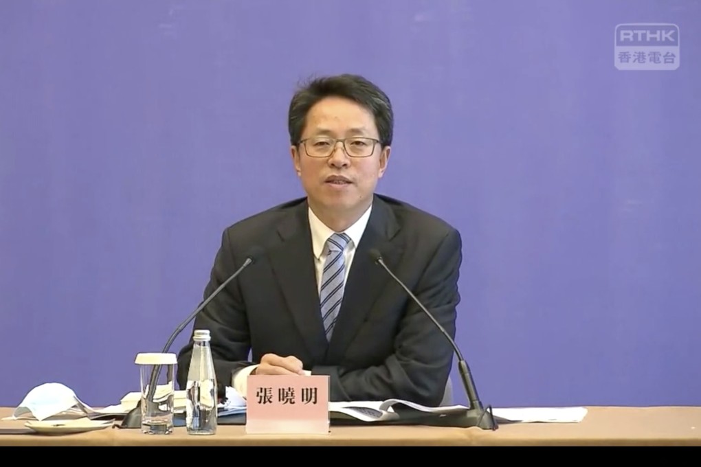Zhang Xiaoming, deputy director of the Hong Kong and Macau Affairs Office, opens central government discussions in the city on the electoral reforms. Photo: RTHK