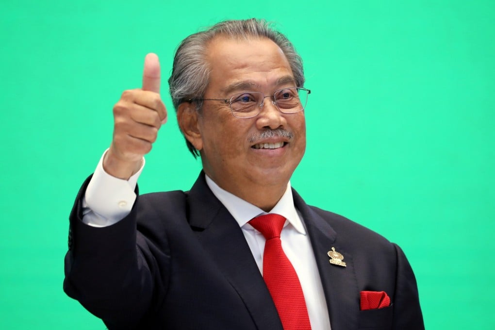 Malaysia‘s Prime Minister Muhyiddin Yassin gestures during a virtual Apec meeting in November. Photo: Reuters