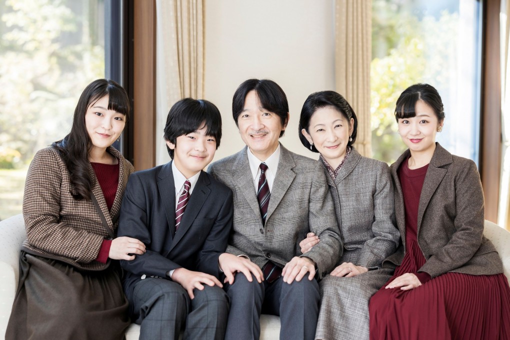 Prince Akishino, centre, is next in line for Japan’s royal crown, with Prince Hisahito, second left, the ultimate heir. Photo: AFP