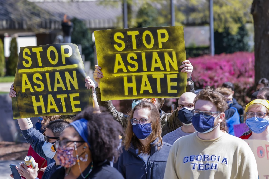 Protesters participate in a rally against racism and violence outside the State Capitol in downtown Atlanta, Georgia, on Saturday. Photo: EPA-EFE