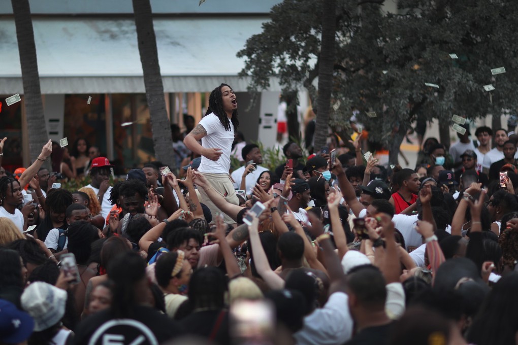 Miami Beach police have stepped up deployment to control the spring break revellers. Photo: Getty Images/AFP