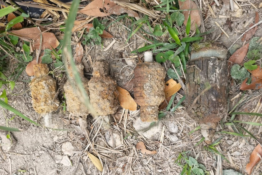 The explosives were found by a 28-year-old military enthusiast on a slope close to the Wilson Trail in the Tai Tam Country Park near Stanley. Photo: SCMP