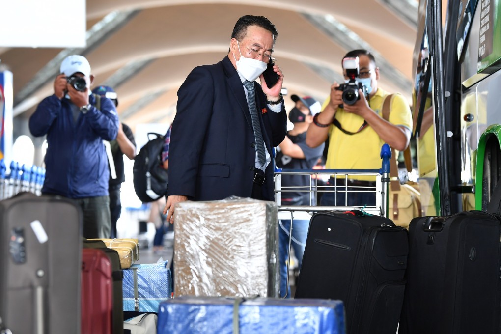 Kim Yu-song, a counsellor at the North Korean embassy to Malaysia, arrives at Kuala Lumpur International Airport on Sunday. Photo: Bernama/DPA